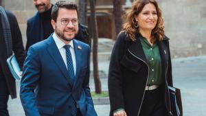 El ’president’ Pere Aragonès y la ’consellera’ de la Presidència, Laura Vilagrà.