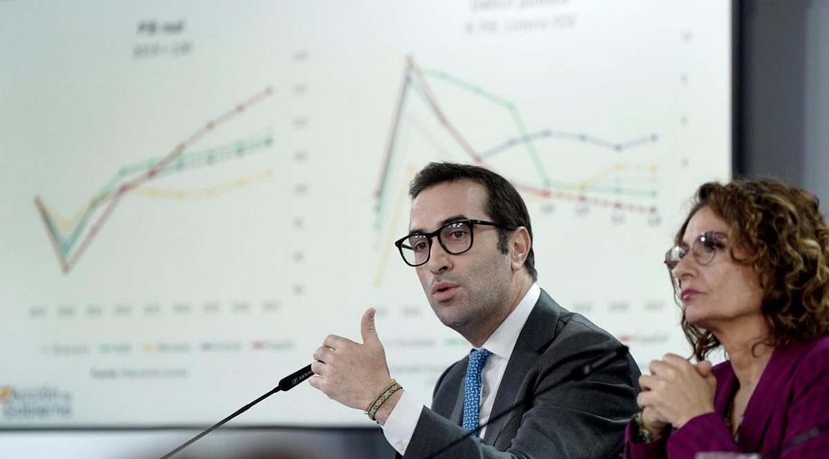 El ministro de Economía, Carlos Cuerpo, junto a la ministra de Hacienda, Maria Jesús Montero