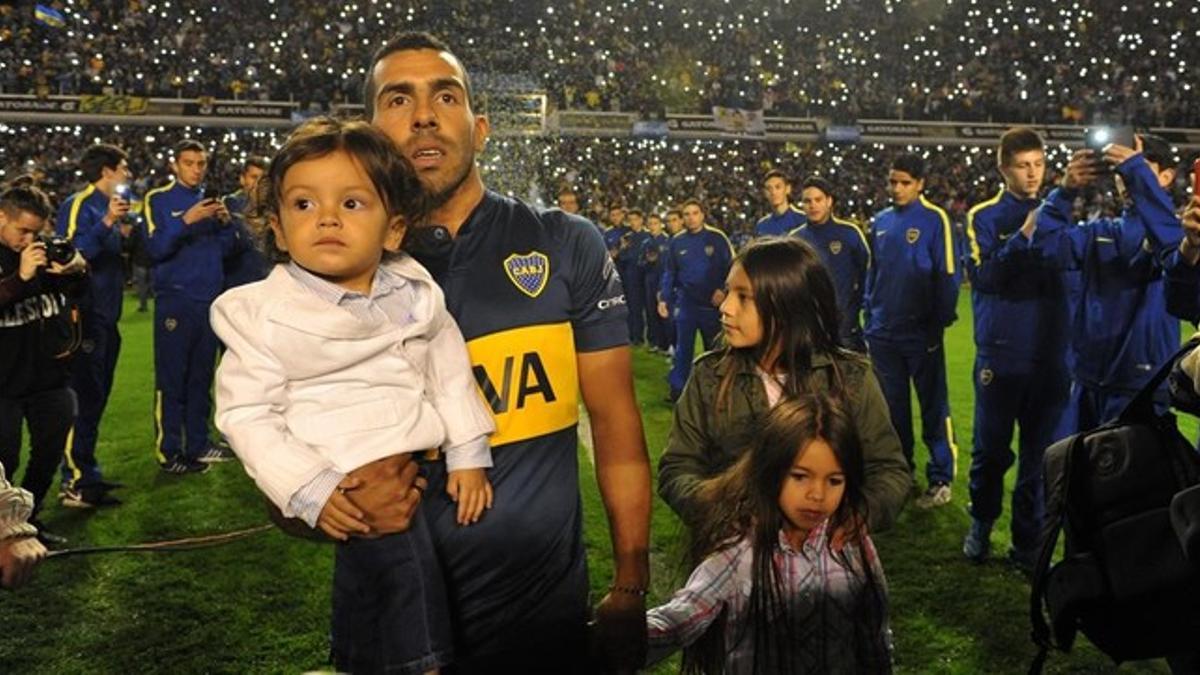 Carlos Tévez, con la camiseta del Boca Juniors.