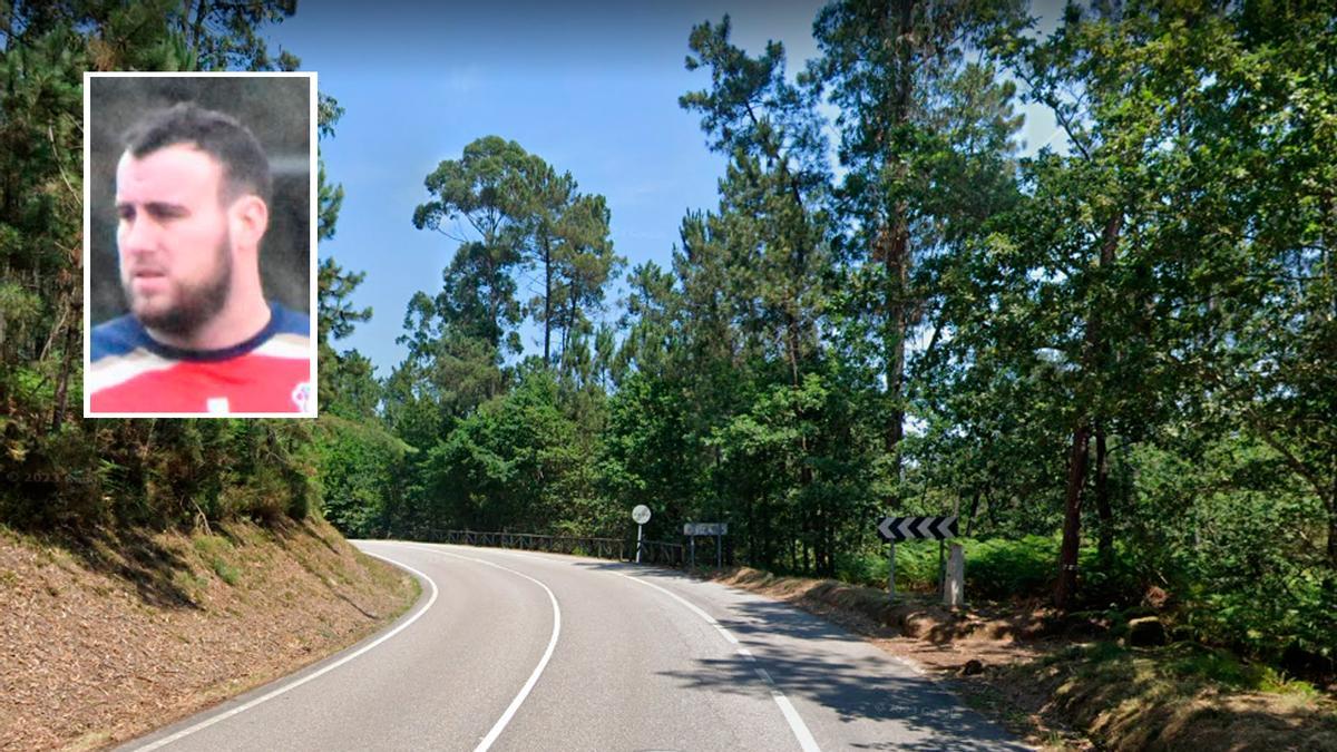 La zona donde se produjo el accidente y el joven Yago, de 22 años.
