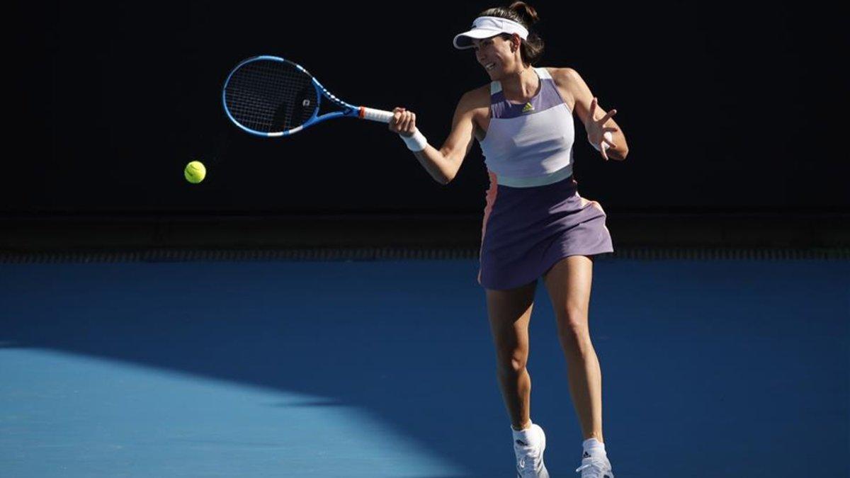 Garbiñe Muguruza, en un lance del partido ante Rogers