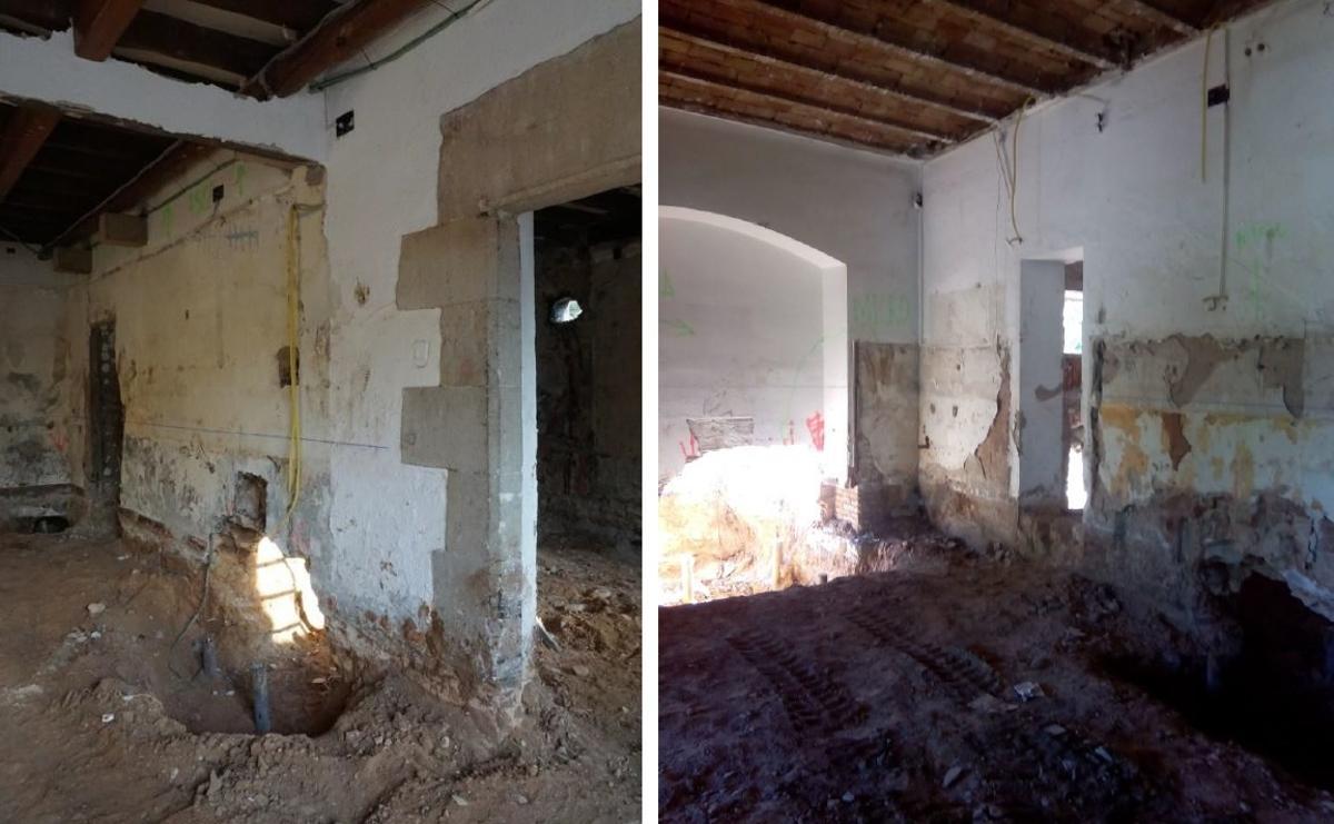 Aspecto del interior de la Masia en 2016, cuando el Ayuntamiento de Barcelona ordenó suspender las obras por carecer de licencia.