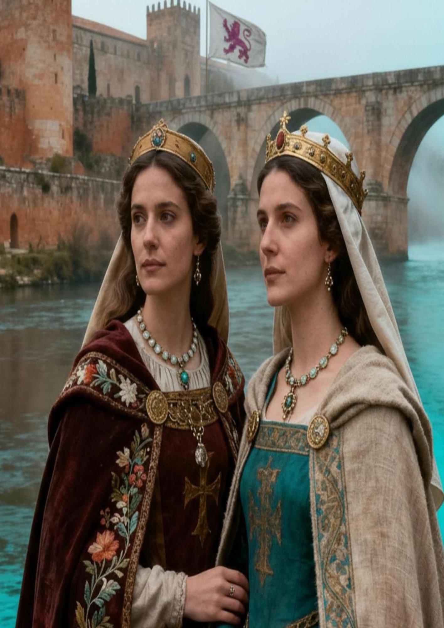 Recreación de Sancha y Dulce frente a las murallas zamoranas