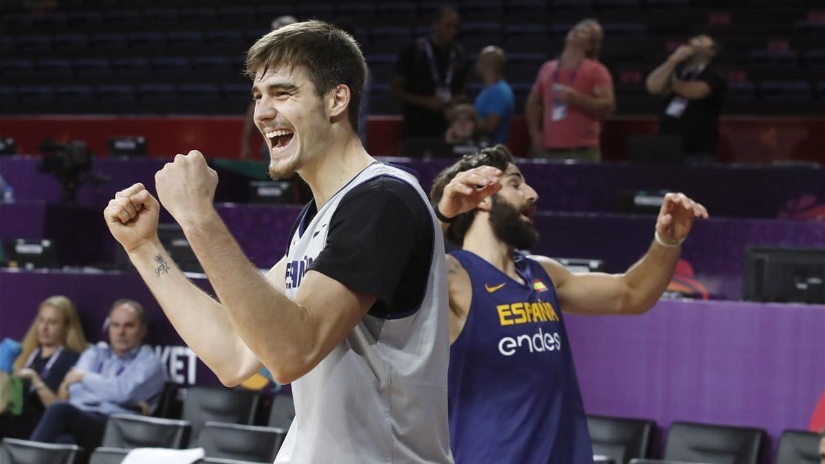 Juancho Hernagómez, en una imagen con la selección en el Eurobasket 2017 de Turquía