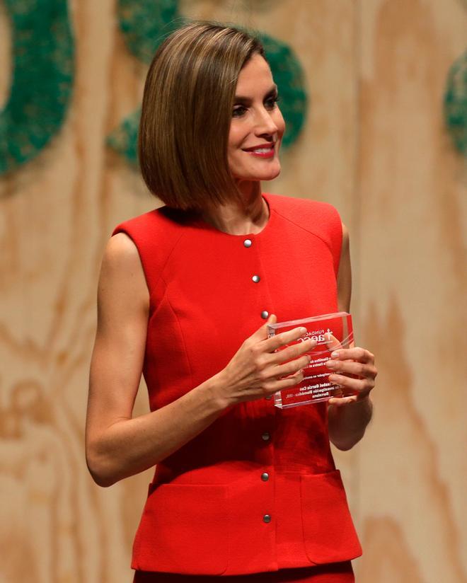 Letizia Ortiz: melena lisa en el acto institucional de la AECC