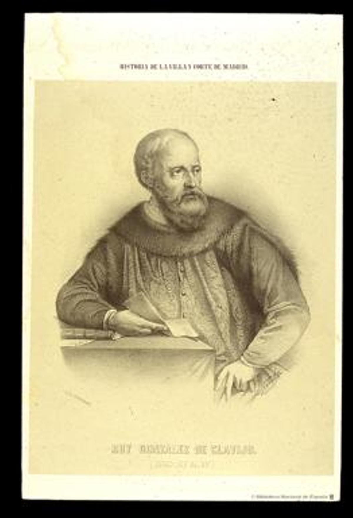 Representación de Ruy González de Clavijo, embajador de Enrique III que llegó a Samarcanda en 1404, en una litografía realizada por Rufino Casado en 1860