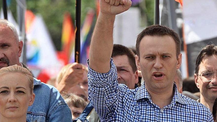 L&#039;opositor rus Alekséi Navalni en una manifestació a Moscou.