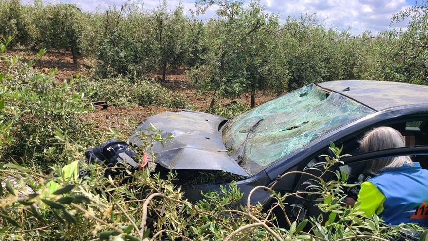 Rescatada una mujer tras salirse de la carretera de La Corte y adentrarse 100 metros en un olivar junto a Alvarado (Badajoz)