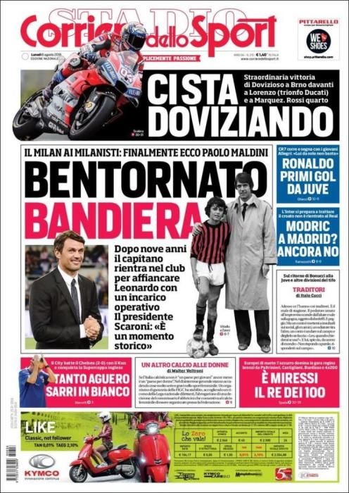 Portada CORRIERE DELLO SPORT lunes 6 de agosto