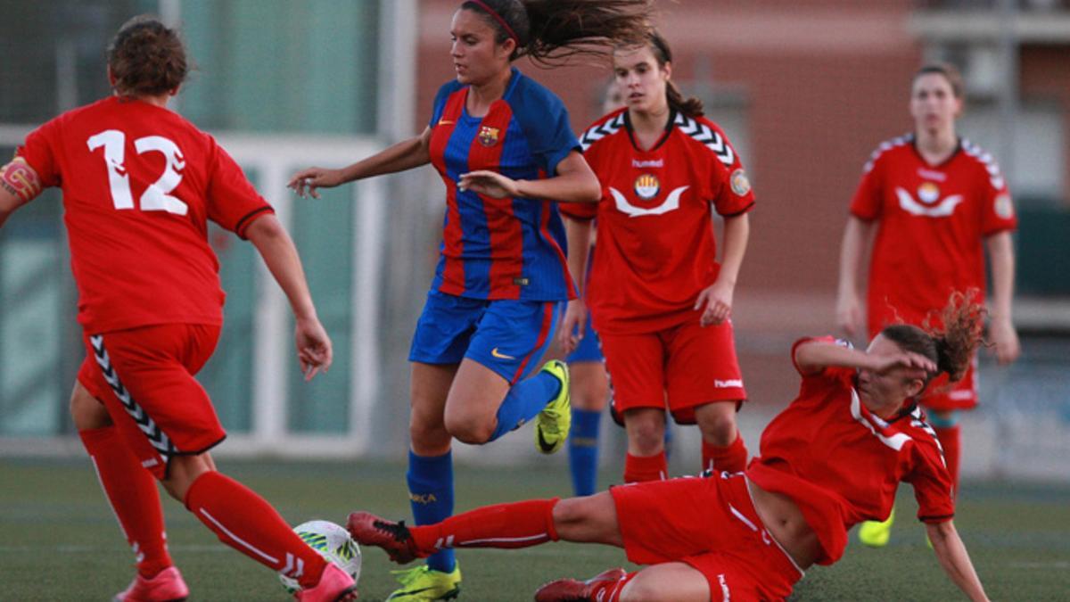 Una acción del Seagull-FC Barcelona disputado este sábado en Badalona (0-3)