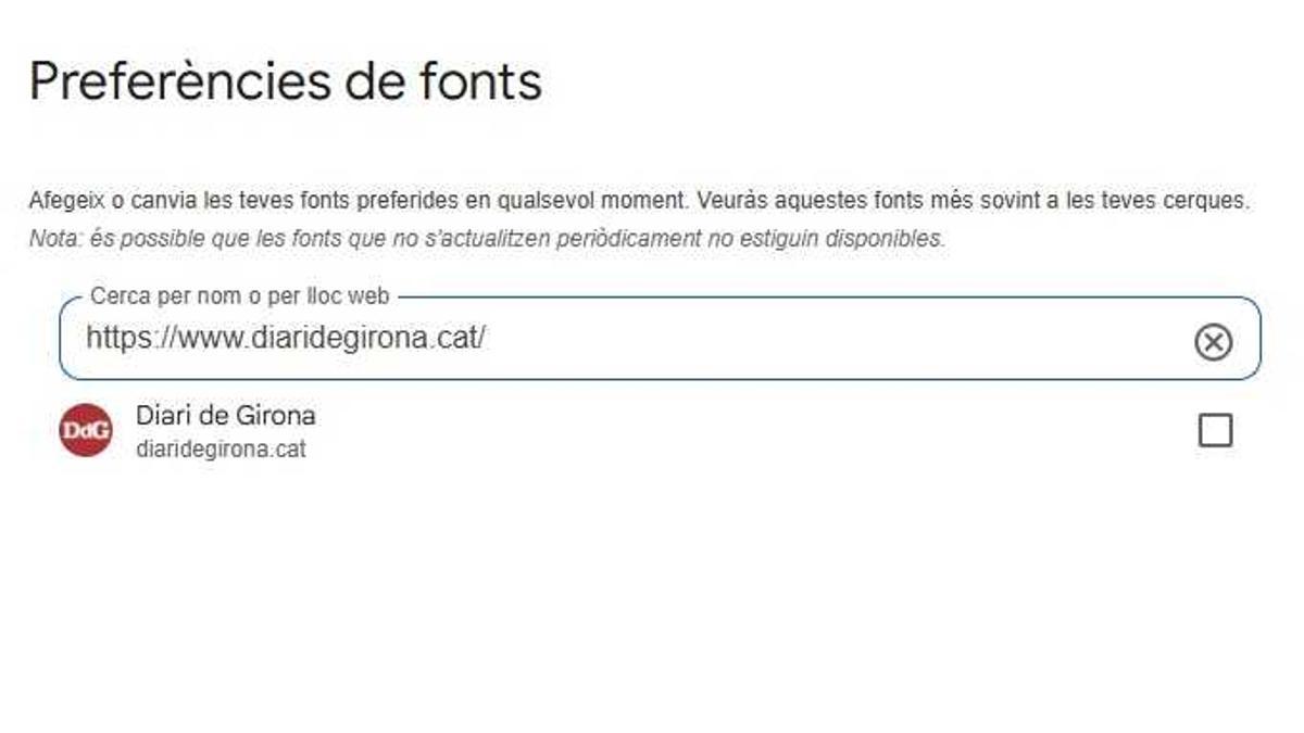 Diari de Girona ja pot afegir-se com a font preferida a Google: així pots veure més notícies nostres en les teves cerques.