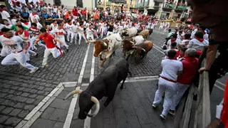 Los toros de Jandilla protagonizan un veloz quinto encierro de los Sanfermines