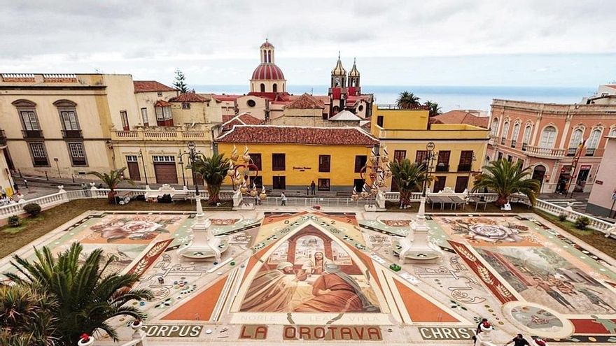La Orotava recovers the splendor of the Corpus Christi carpets
