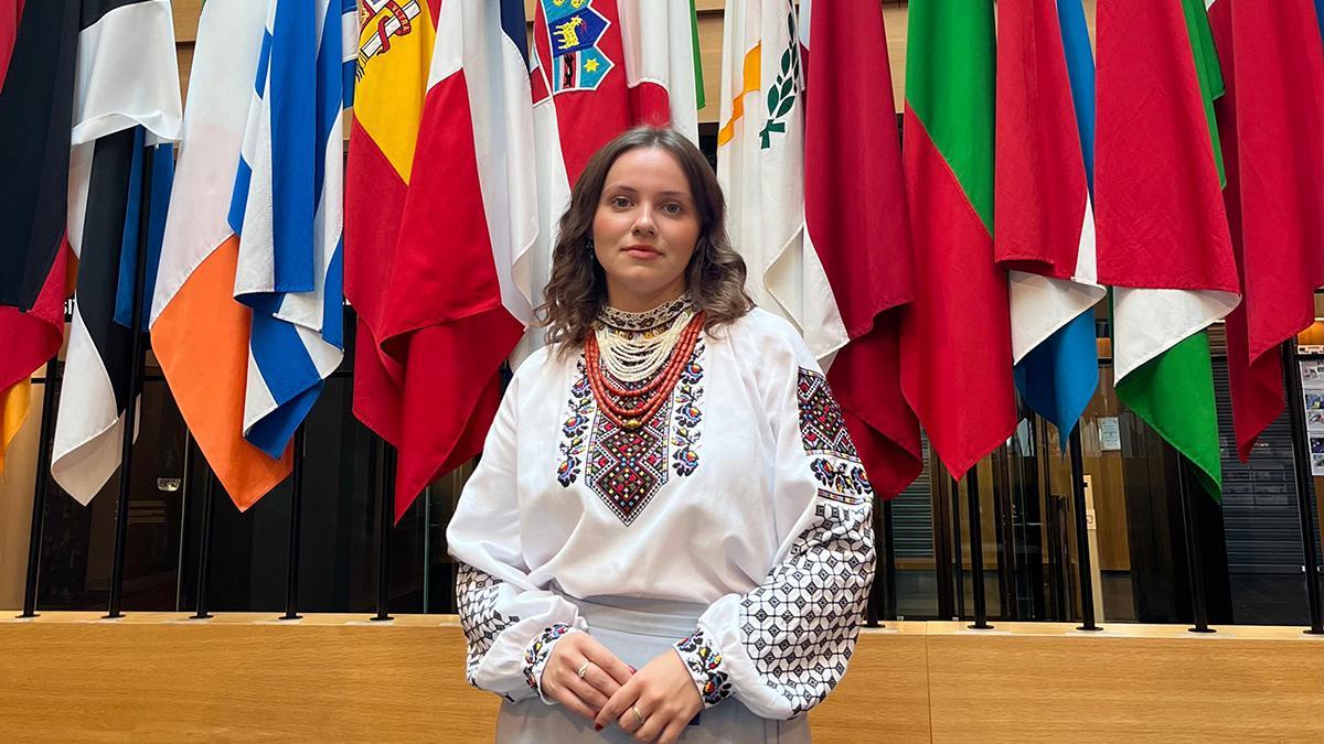 Anna Melekh, en el Parlamento Europeo en Estrasburgo.