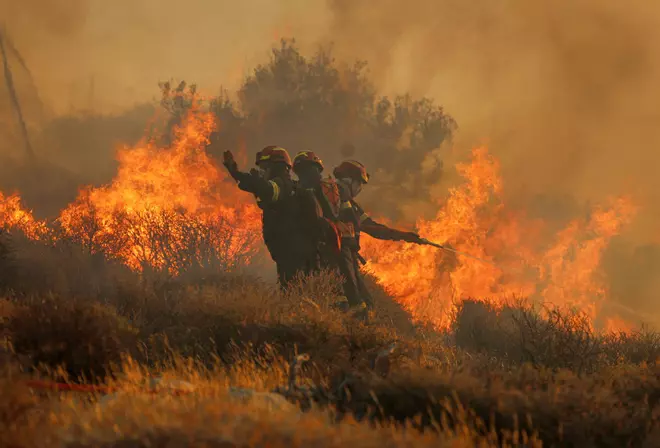 Los incendios forestales de Creta, en imágenes
