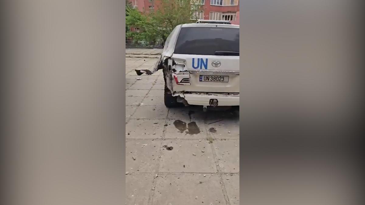 RUSIA UCRANIA ATACA DRON | Así han quedado varios vehículos de la Oficina de las Naciones Unidas para la Coordinación de Asuntos Humanitarios tras un ataque con dron ruso