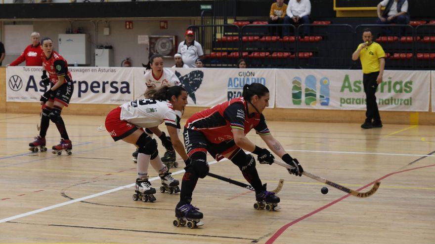 El Telecable Gijón de hockey sobre patines, ante el Manlleu en su lucha por ganar la OK Liga