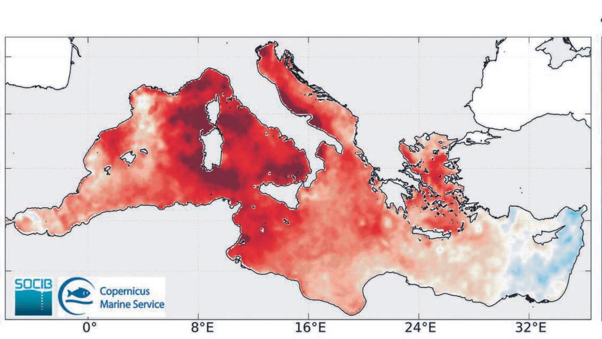 Temperaturabweichung von Durchschnittswerten (26. Mai)  | KARTE: SOCIB