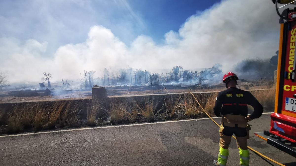 Incendio en una zona de vegetación de Benicàssim