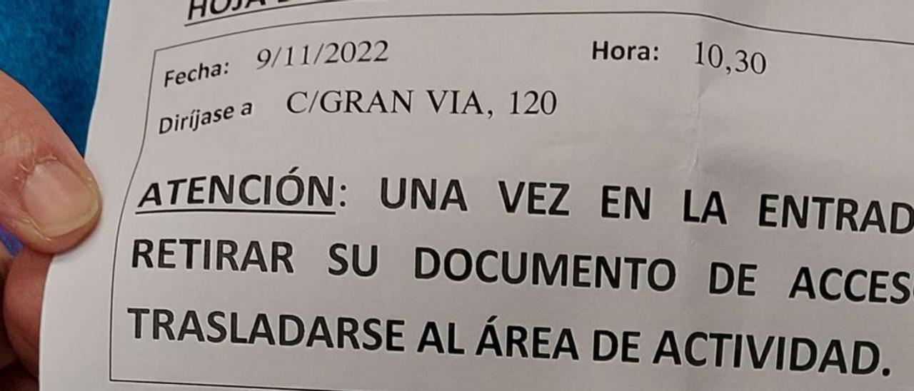 Cita que muestra la afectada con la fecha de noviembre de 2022.  | // FDV