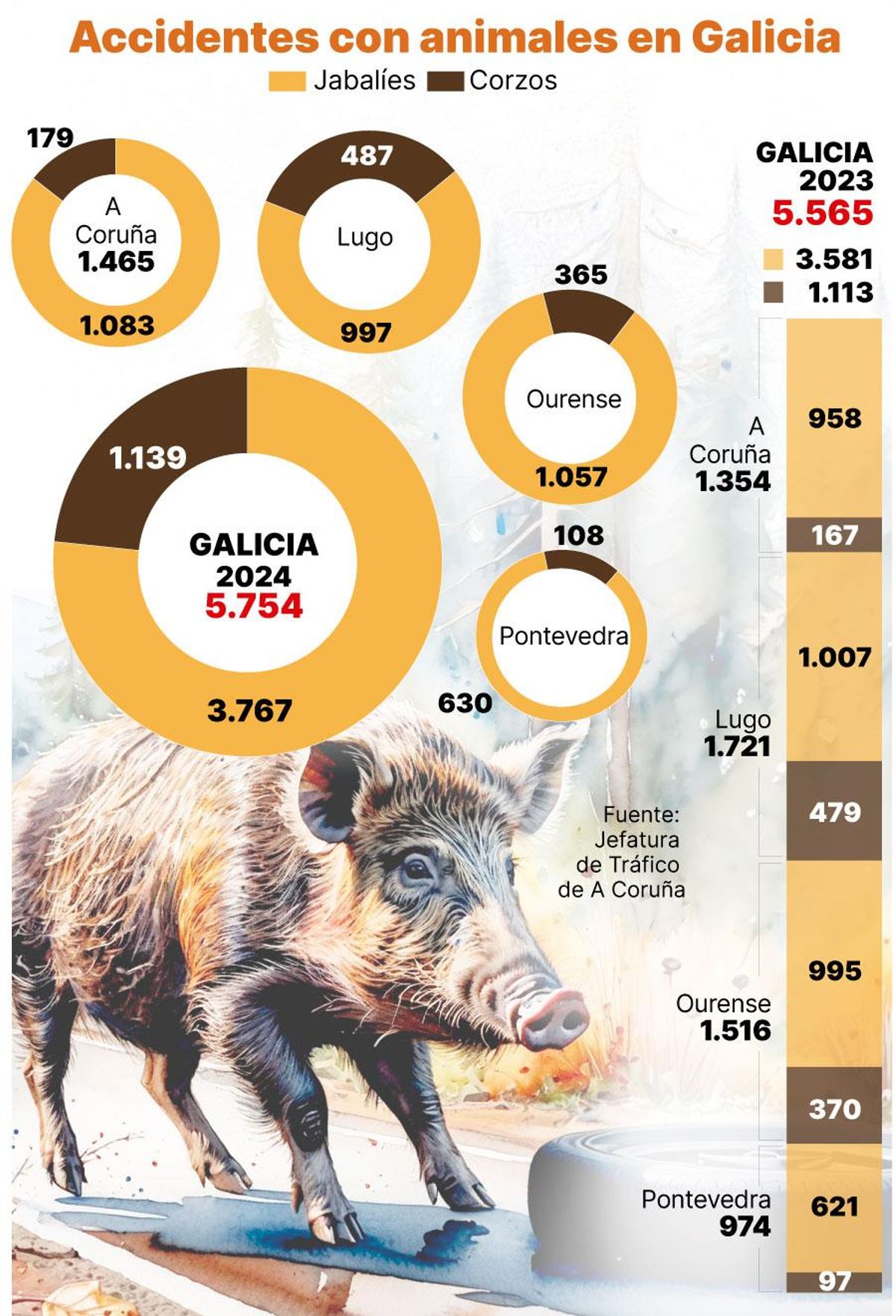 Accidentes con animales en Galicia