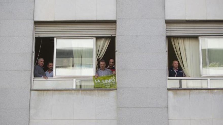 Los dirigentes de la Unió, ayer, en un despacho de la conselleria de Agricultura.