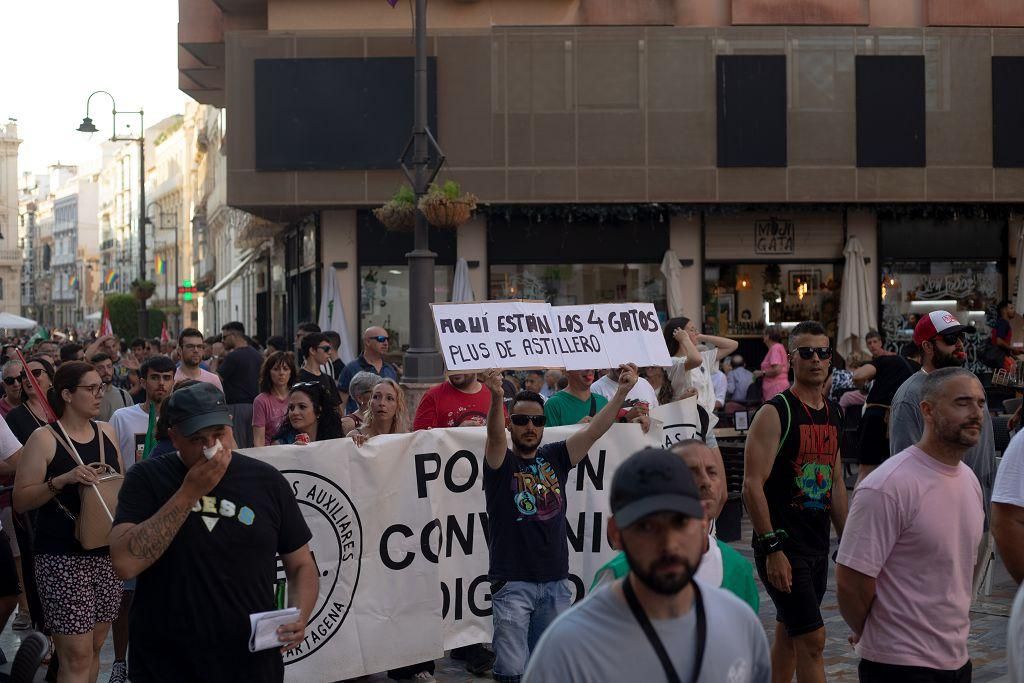 La protesta de las empresas auxiliares de Cartagena, en imágenes