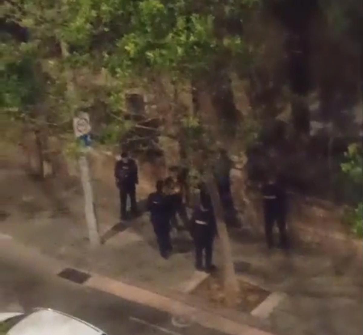 Presencia policial en el acceso al velódromo la semana pasada.