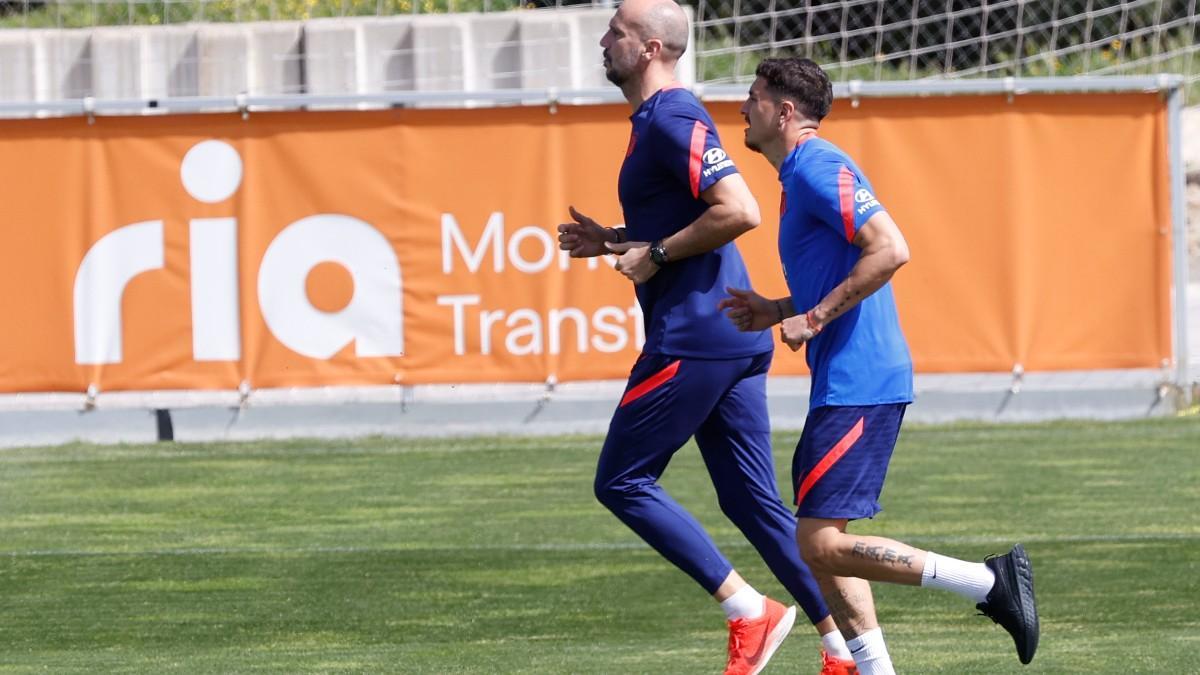 José María Giménez, durante un entrenamiento