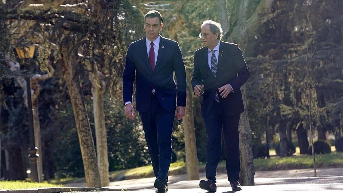 El presidente Pedro Sánchez y el de la Generalitat, Quim Torra, en una foto de archivo