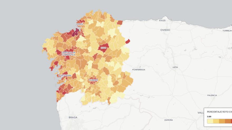 Ciudadanos irrumpe por A Coruña con un voto centrado casi solo en las urbes