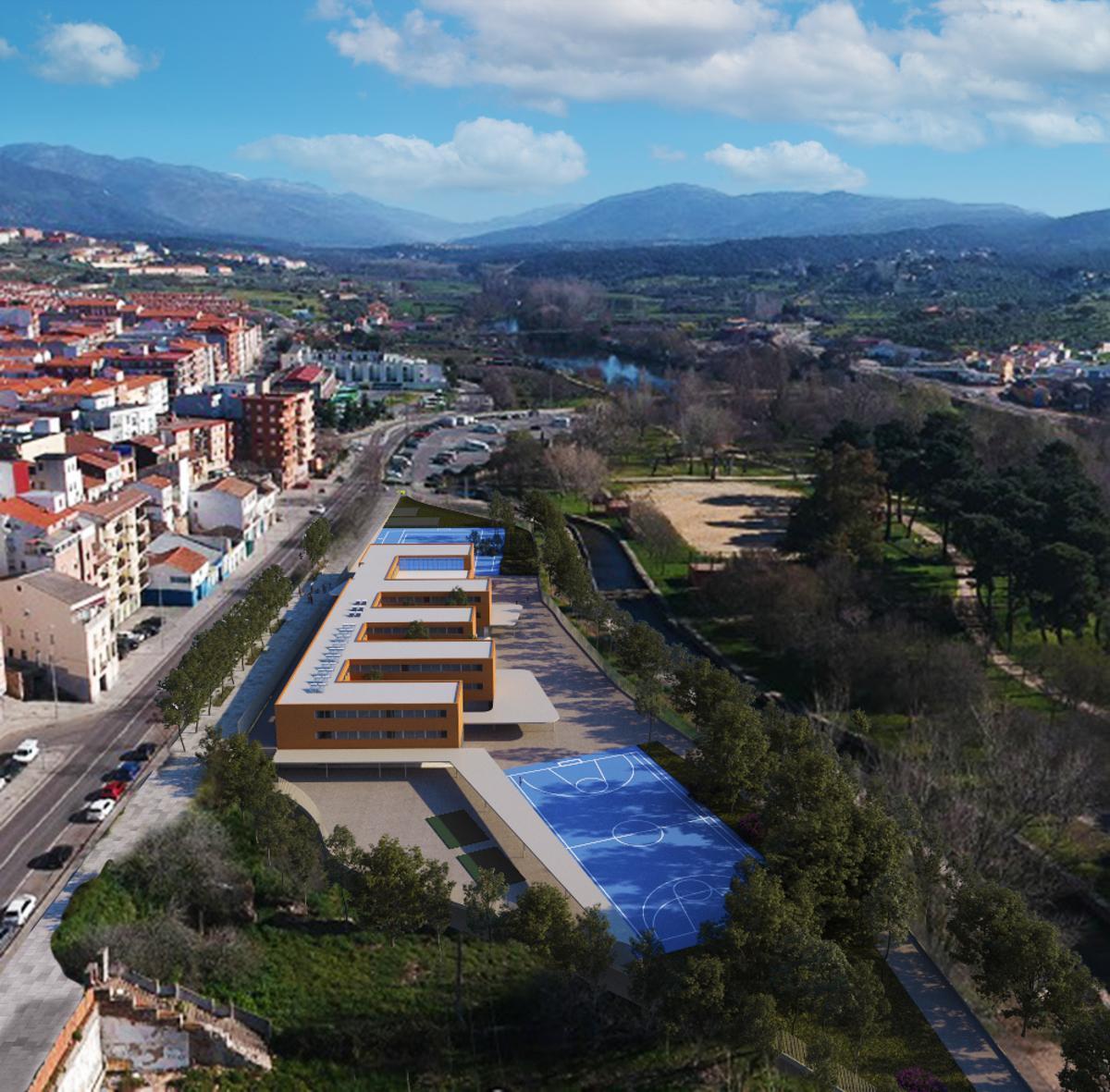 Una imagen del proyecto del colegio de las huertas de La Isla, en Plasencia.