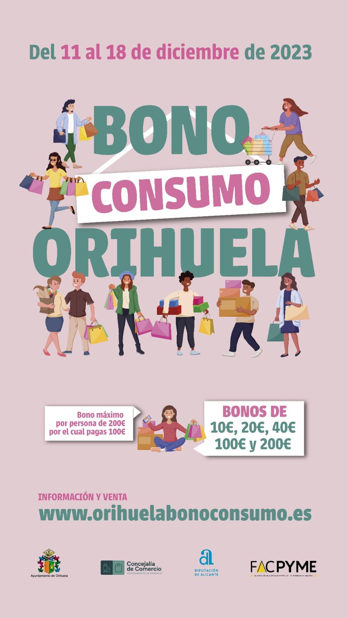 Cartel de la campaña de diciembre del bono consumo en Orihuela.