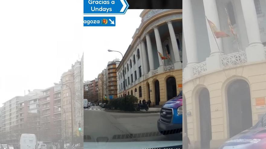 Un conductor se salta un semáforo en una céntrica calle de Zaragoza y se viraliza en redes