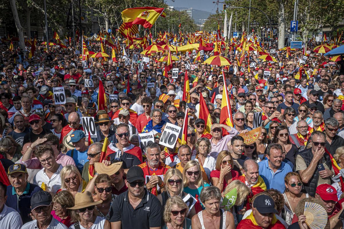 Marcha contra la amnistía en Barcelona