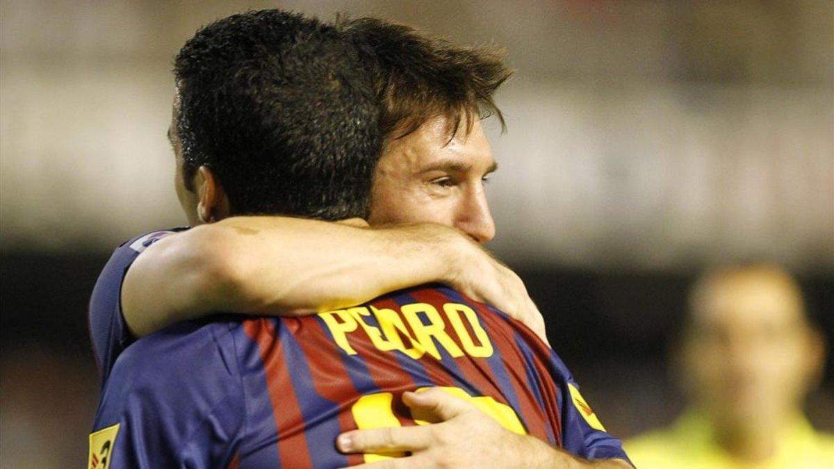 Pedro Rodríguez junto a Leo Messi durante su estancia en el FC Barcelona