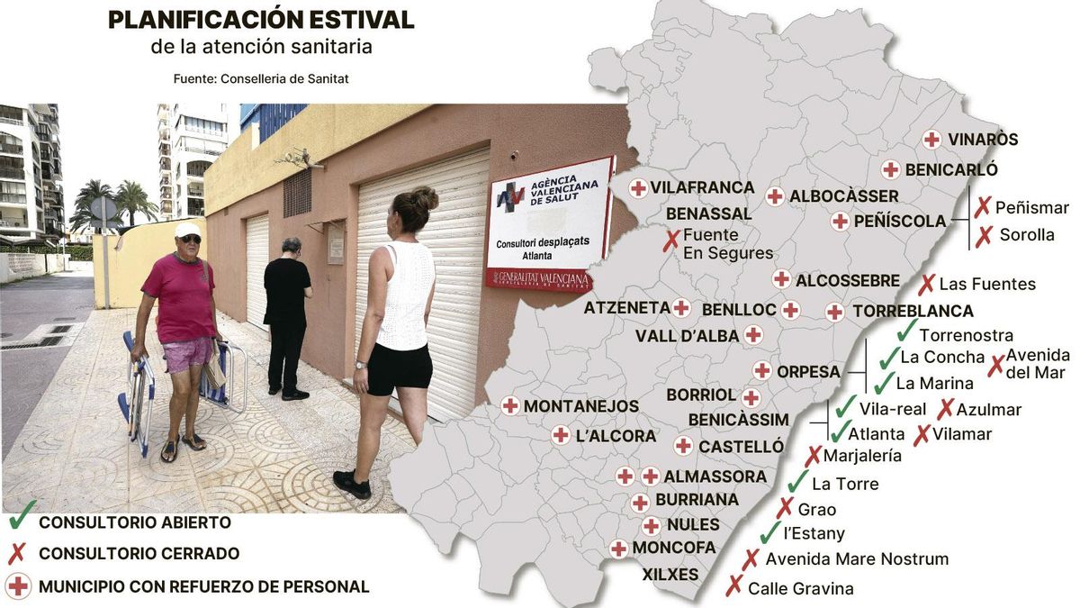 El mapa de Castellón con todo el plan sanitario estival.