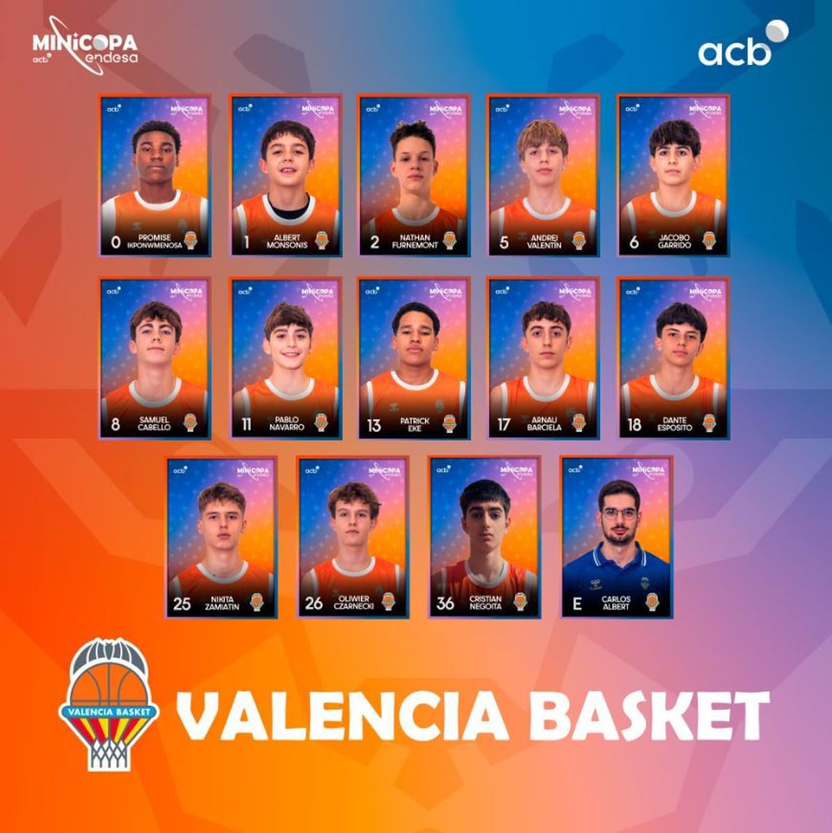 Los infantiles del Valencia Basket que jugarán la Minicopa Endesa en 2026.
