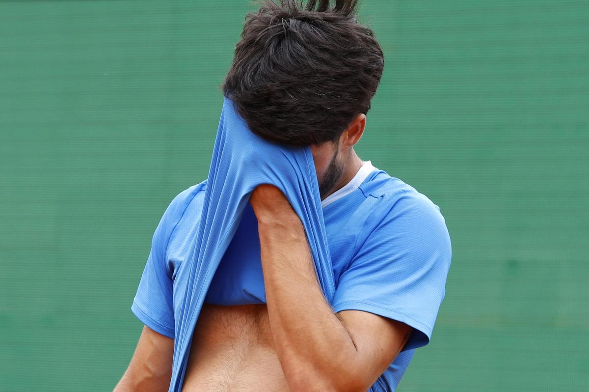 Carlos Alcaraz, durante su derrota ante Sinner en Montecarlo.