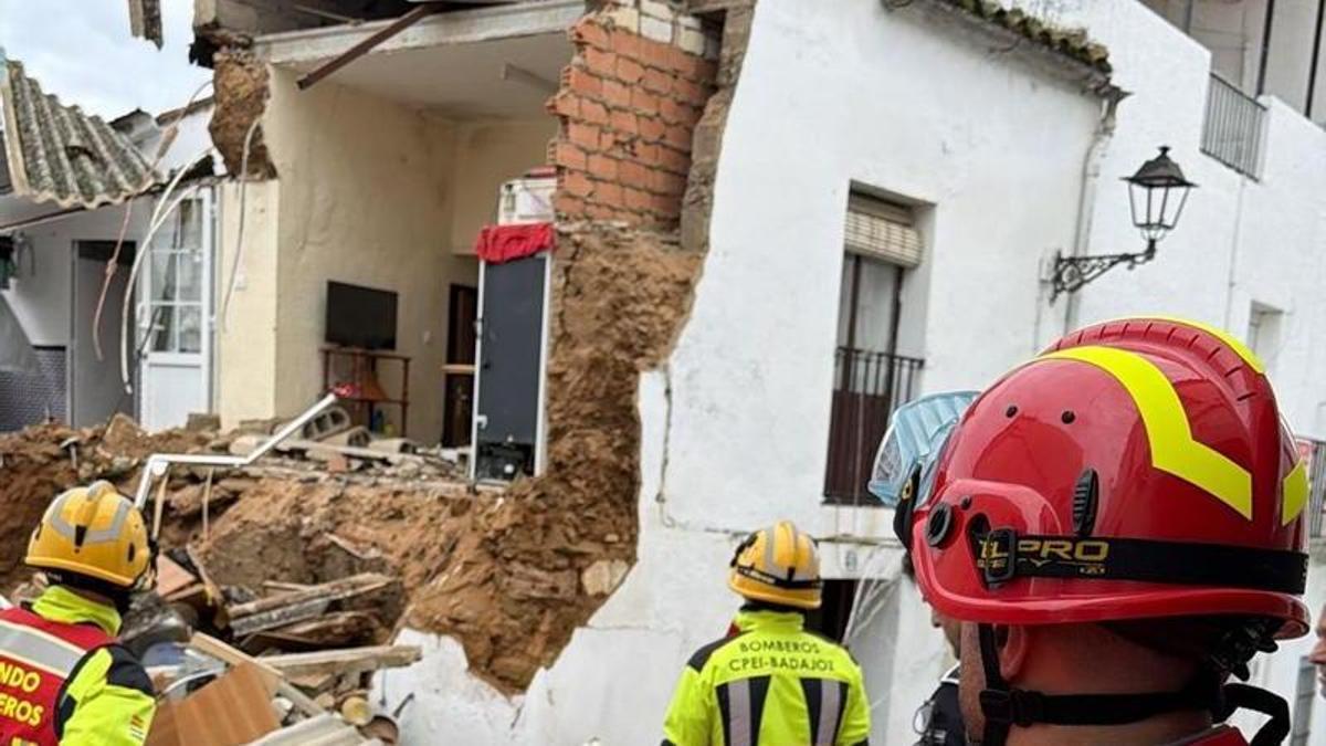 Derrumbe de una casa en Jerez de los Caballeros.