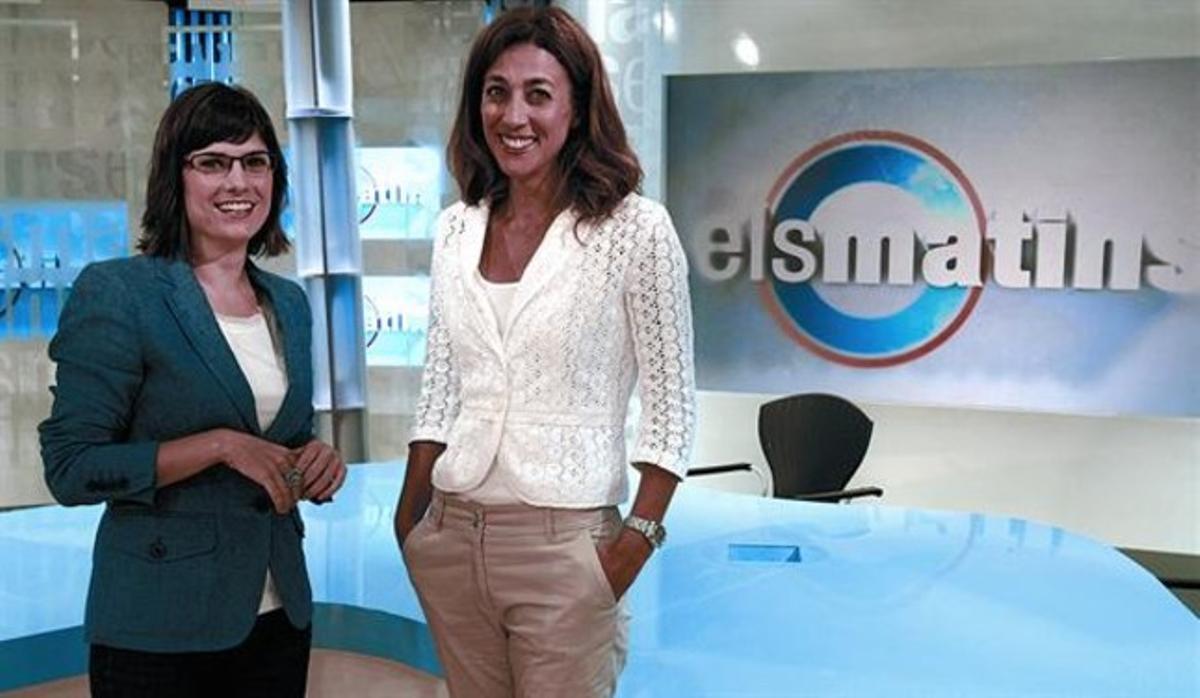 Ariadna Oltra i Helena Garcia Melero, ahir, al nou plató d’’Els matins’ de TV-3.