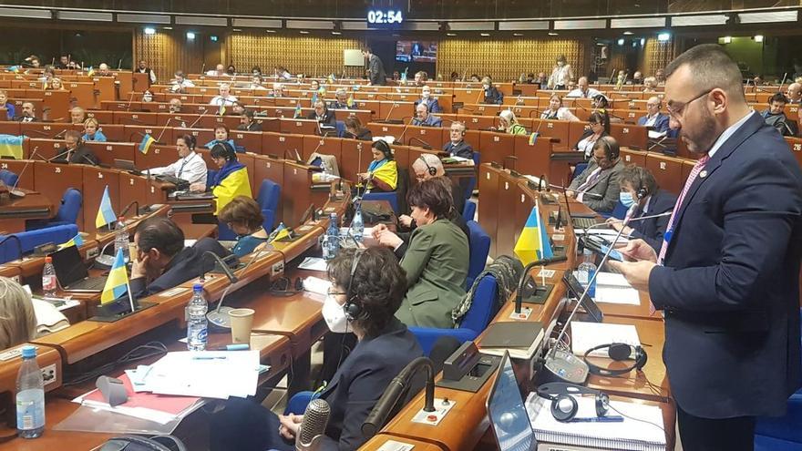 Benlloch, durante su intervención en representación de España en el Congreso de Poderes Locales y Regionales del Consejo de Europa.