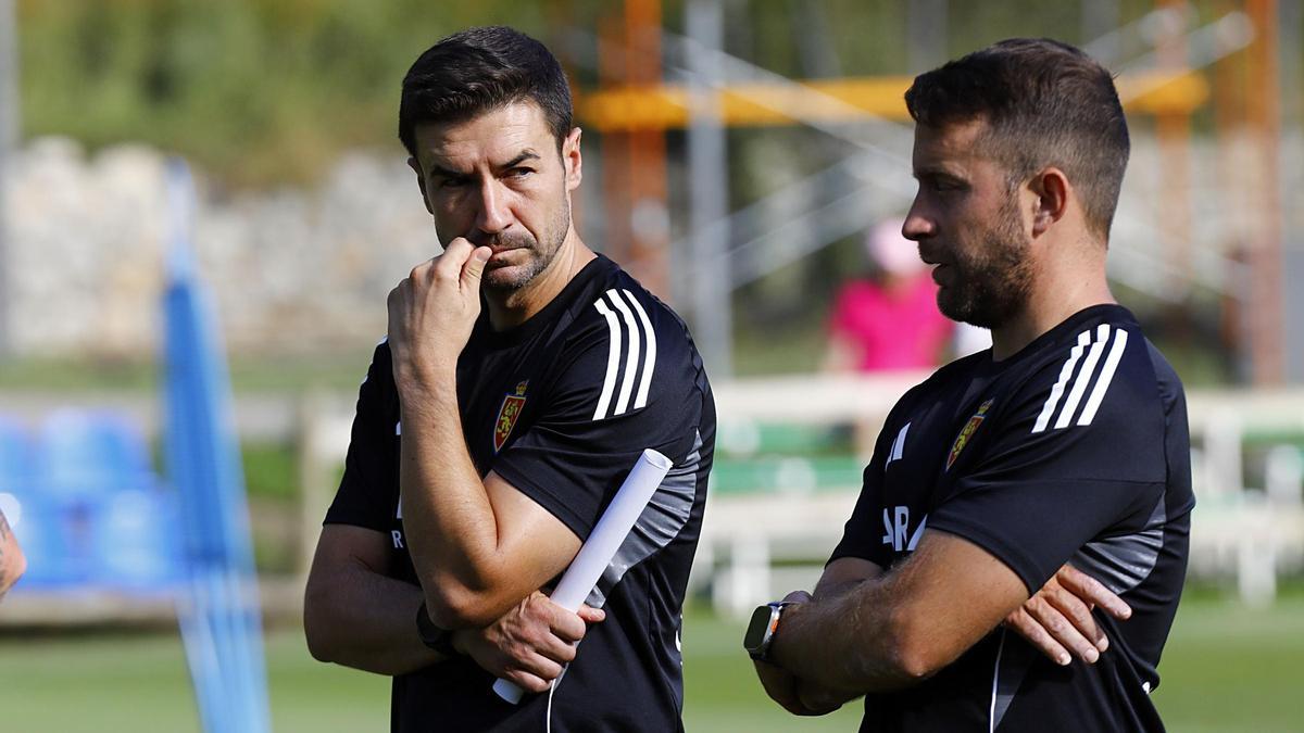 Gabi y Mario Jiménez, su segundo, en un entrenamiento.