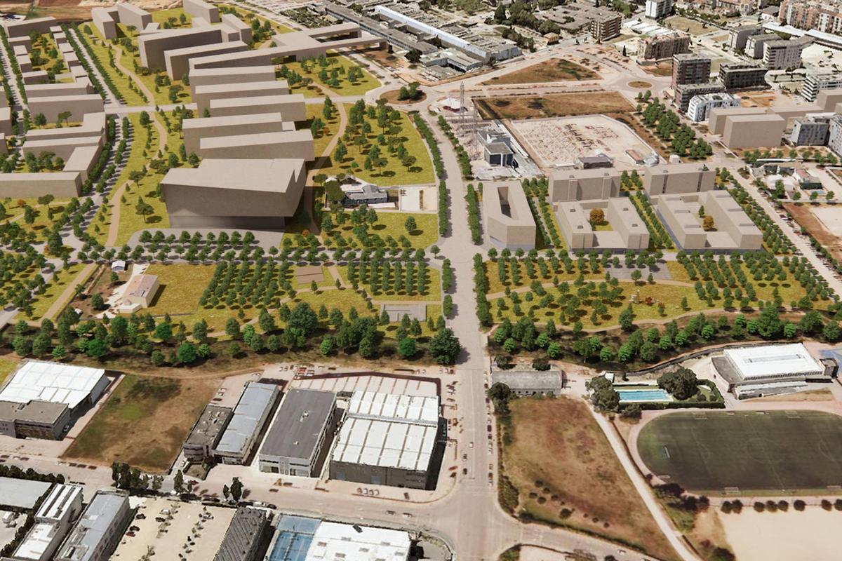 Render de la vista aèria est de l'entorn de Girona del futur Campus de Salut difós per l'Ajuntament la passada primavera