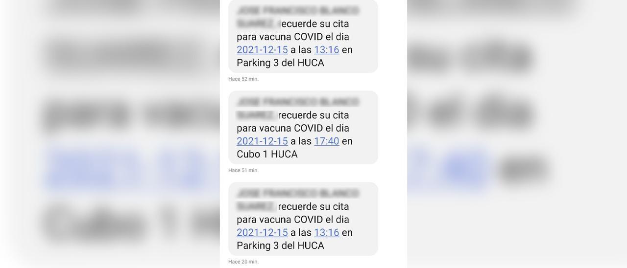 Los SMS erróneos que manda el robot de citas del Sespa