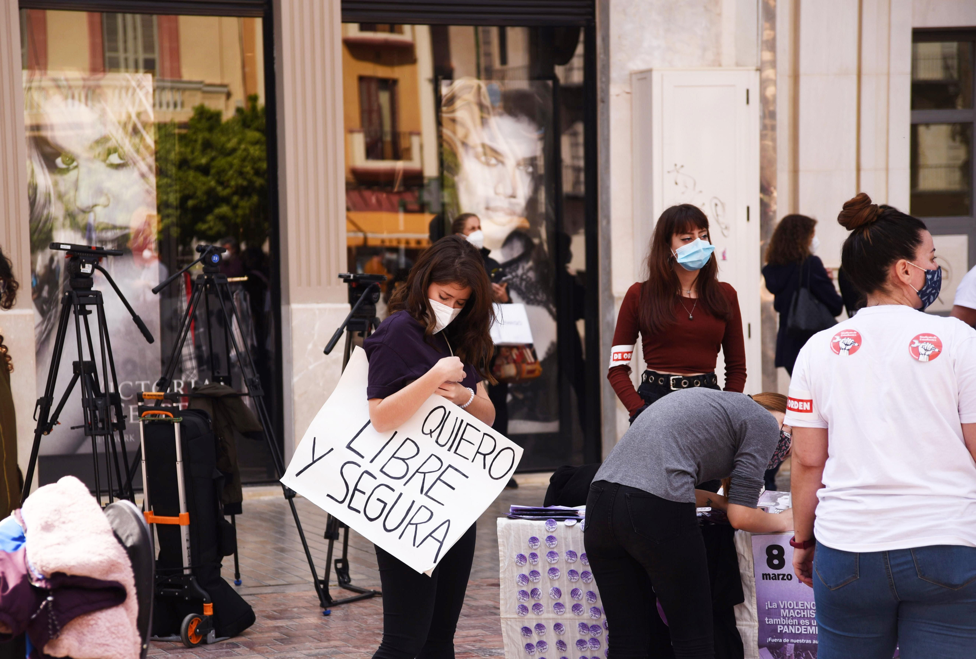 Manifestación por el 8M en las calles del Centro de Málaga