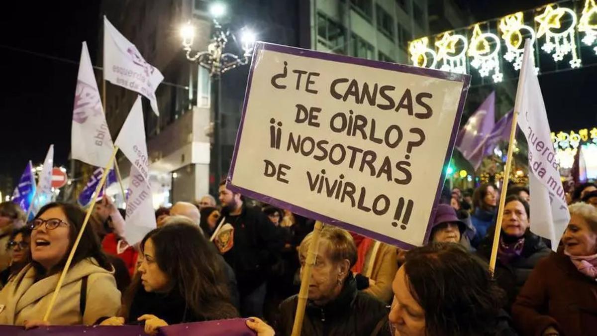 Manifestación clamando contra la violencia machista.