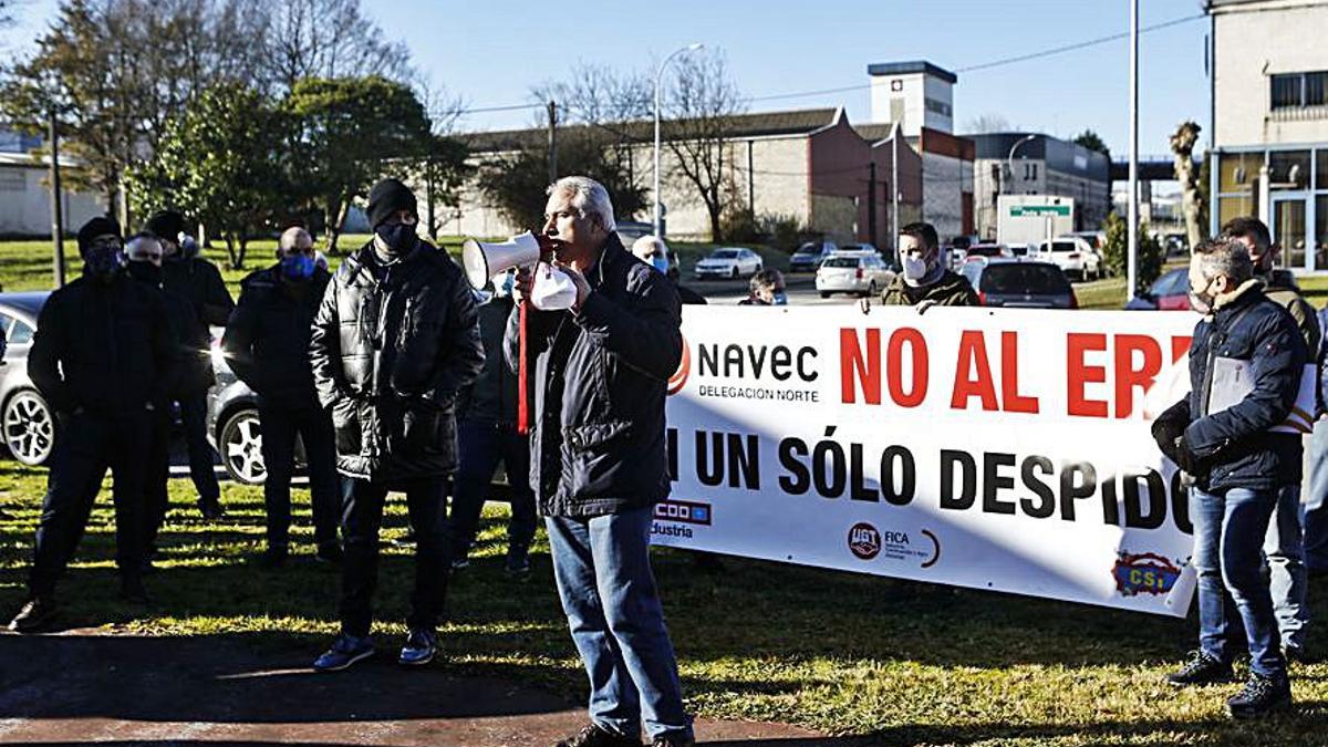 Protesta contra los trabajadores de Navec en una imagen de archivo.