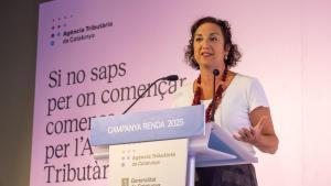 La consellera Alícia Romero, durante la valoración de la campaña de la renta.