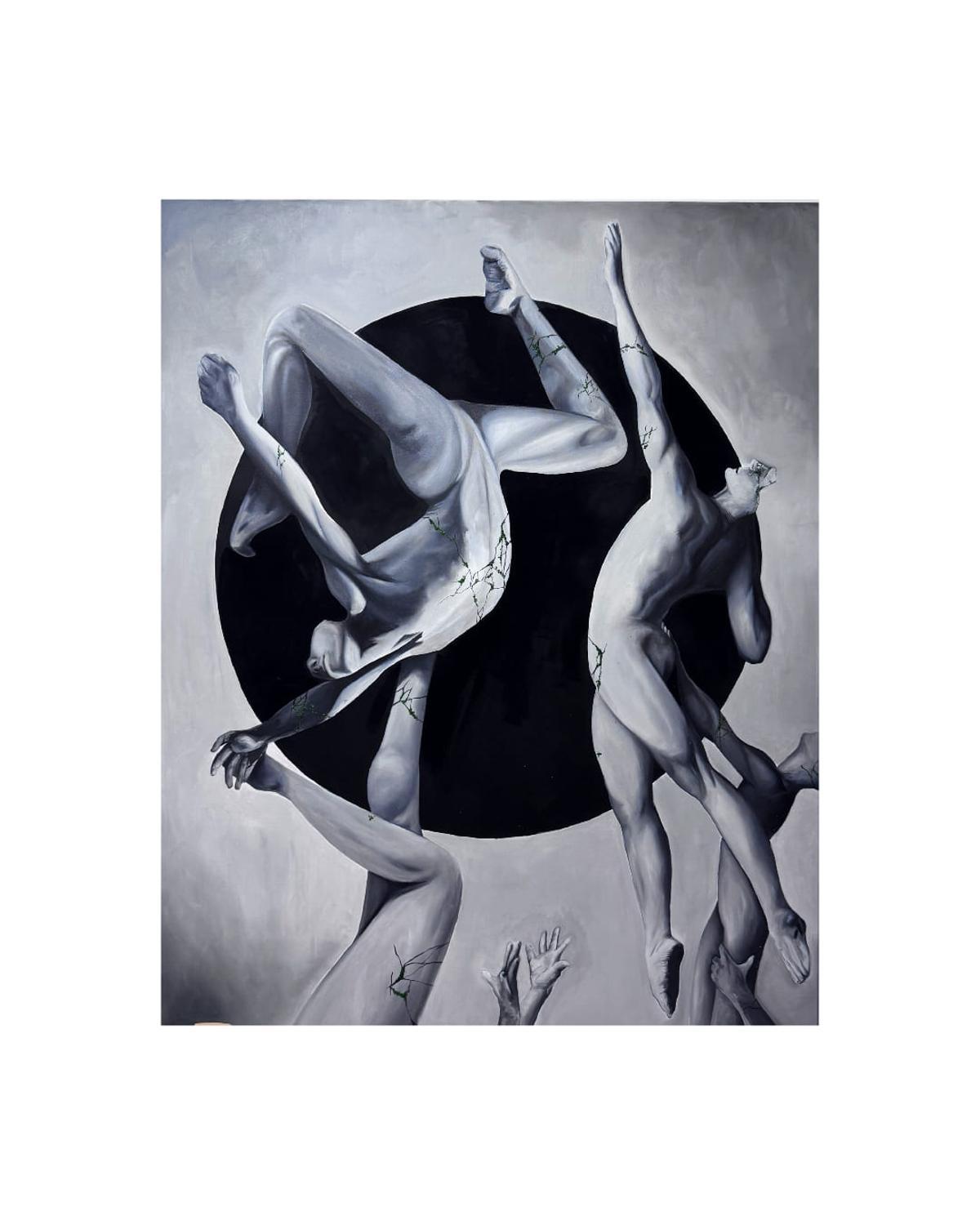 Una de los cuadros que Carmen de Matos expone en la sede del Cologio Oficial de Arqueitectos en Badajoz.